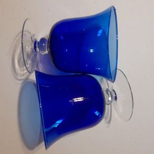Cobalt Blue Balloon Wine Glasses Water Goblets